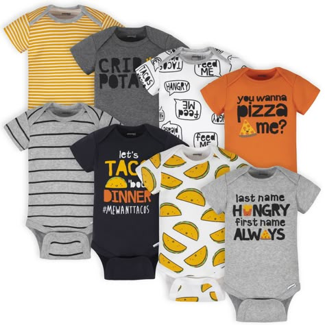 8-Pack Baby Boys Taco Onesies® Brand Bodysuits-Gerber Childrenswear Baby Onesies For Boys, Boy Onsies, Unique Baby Clothes, Baby Boy First Birthday, Funny Baby Onesies, Baby Prep, Boy Onesie, Baby Boy Onesies