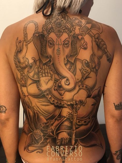 #ganesha #ganesh #backtattoo Ganesh Back Tattoo, Ganesha Back Tattoo, Ganesha Tattoo Back, Rug Tattoo, Ganesh Tattoo, Cold Deserts, Belly Tattoo, Ganesha Tattoo, Full Back Tattoos