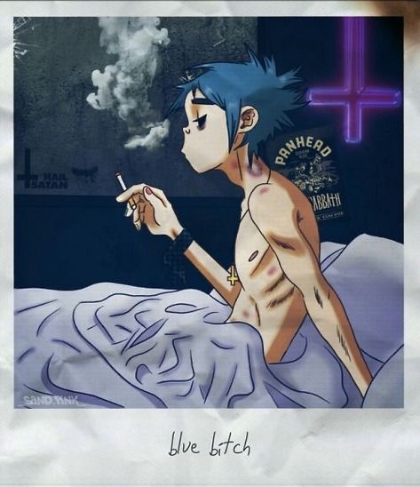 Gorillaz, Blue Hair, Hair, Blue