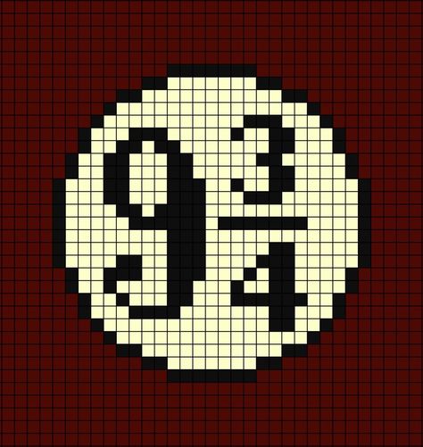 A pixel art template of the platform 9 and 3 quarters sign from Harry Potter.

Without any spoilers, this platform is accessed by wizards and witches to enter the 'wizarding world' of fantasy and magic. Pixel Art Easy Harry Potter, Pixel Drawing Harry Potter, Crochet Grid Patterns Harry Potter, Pixel Pattern Harry Potter, Pixel Art Pattern Harry Potter, Harry Potter Etamin, Harry Potter Grid Pattern, Harry Potter Pixel Art Grid, Harry Potter Crochet Ideas