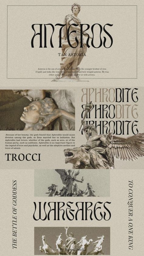 Ares was the son of Zeus and Hera and was part of the 12 gods of Olympus.Ares had an affair with the goddess Aphrodite. Their offspring include eros, anteros, fobos, deimos, harmonia, and adrestia. Greek Goddess Aesthetic, Adoptive Mother, Goddess Aesthetic, Ancient Sculpture, Aesthetic Eyes, History Channel, Typographic Design, Greek Goddess, Graphic Design Typography