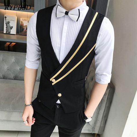 Suit Vest For Men, Vest Uniform, Business Suit Vest, Mens Dress Vests, Business Vest, Men Waistcoat, Mens Vest Fashion, Men's Business Suits, Black Wedding Dress