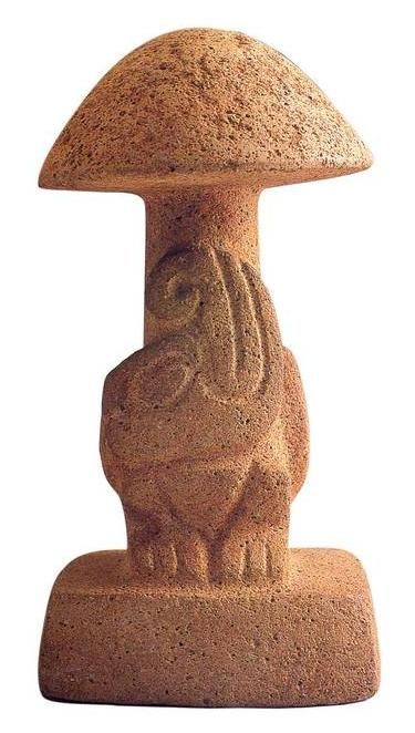 Stropharia Aeruginosa, Pagan Sculpture, Mushroom Bunny, Gobekli Tepe, Mushroom Sculpture, Hispanic Art, Mushroom Magic, Step Pyramid, God Statue