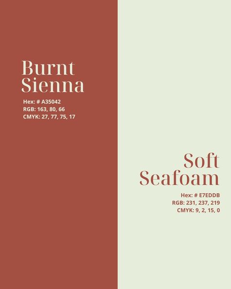 4 Fresh Color Combos for Your Brand! Looking for colors that pop? Check out these unique combinations to bring life and contrast to your brand: ⇒ Burnt Sienna & Soft Seafoam This warm, earthy sienna paired with a gentle seafoam green creates a refreshing balance of bold and soft. 🌿 Why it works: The deep sienna adds warmth and richness, while the seafoam softens the look, creating an inviting yet modern vibe. ⇒ Jungle Green & Soft Pink An unexpected blend of lush green with a delicate pink... Orange Color Combo, Unexpected Color Combinations, Sienna Color, Burnt Sienna, Fresh Color, Jungle Green, Green Soft, Burnt Orange Color, Modern Vibe