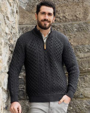 Irish Knitwear, Gents Sweater, Irish Sweater, Wool Sweater Men, Shawl Collar Sweater, Aran Sweater, Fisherman Sweater, Heavy Knit, Wool Turtleneck