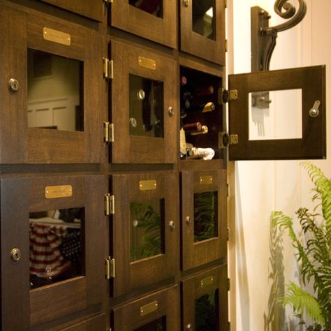 Whiskey Cellar, Wine Lockers, Magazine Office, Liquor Display, Wine Storage Wall, Man Cave Items, Wine Storage Cabinets, Whiskey Room, Locker Designs