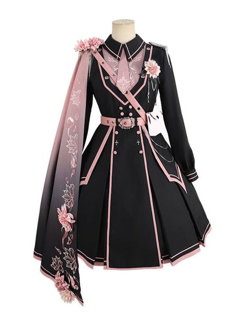 Dark Pink Military Cloak Coat + Lolita Dress [Reserved Item]. – Belchic Solar Punk Fashion, Dress Cape, Mode Tips, Op Dress, Dress Design Drawing, Personal Grooming, Social Art, Old Fashion Dresses, Fashion Drawing Dresses