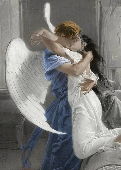 Old Paintings Of Couples, Greek Drawings, Romantic Paintings Couple, Dark Haired Beauty, Tragic Beauty, Romance Arte, Romantic Encounter, Istoria Artei, Cupid And Psyche