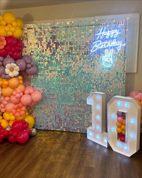 Peace out single digits! Had a blast making this dream come true! #balloon #balloons #balloondecor #event #eventdecor #balloonartist #celebrating10 #peaceouttheme #party #explore #shimmerwall #groovy Peace Out Single Digits Im 10 Party, Peace Out Single Digits Im 10, 10 Yr Birthday Party Ideas, Peace Out Single Digits Party, 10th Birthday Ideas, Peace Out Single Digits, Annie Mae, Preppy Birthday, Balloon Artist