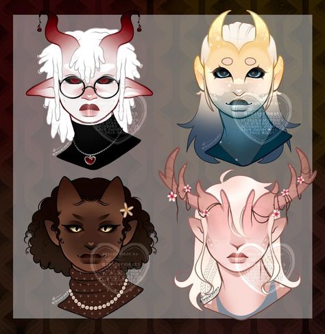 tiefling adopts!! • Rose $20 (peoniesinpain)‼️ • Owl $15 (peachy_esc)‼️ • Feline $10 (kathlyn_moon)‼️ *^^NOTE: i kept a recolored and/or edited version of this design for myself! • Deer $15 (peoniesinpain)‼️ comment or dm @jestermeats to claim :) (i accept paypal, cashapp, or venmo, or you can buy from my ko-fi website!) ((i accept mixed trades! usually my preference is money > adopts > customs > art )) ‼️Please feel free to request a simple font version of the color palette and adopt certifi... Tiefling Skin Color, Tiefling Horn Reference, D&d Species, Dnd Character Design Tiefling, Dnd Tiefling Oc, Teifling Character Design, Tiefling Oc, Deer Oc, Dnd Tiefling