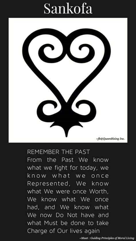 💓 Sankofa - Asante Adinkra symbol meaning... “it is not taboo to go back and fetch what you forgot”. “Sankofa” teaches us that we must go back to our roots in order to move forward. Unique Symbols And Meanings, African Symbol Tattoo Woman, Sankofa Bird Tattoo, Yoruba Symbols And Meanings, Nigerian Symbols And Meanings, Adinkra Tattoos For Women, Andrika Symbol, African Spirituality Tattoo, Adinkra Symbols Meaning