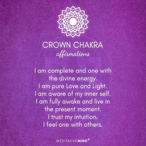 Yoga For Crown Chakra, Crown Chakra Yoga, Crown Chakra Blockage, Crown Chakra Balancing, Crown Chakra Healing Affirmations, Crown Chakra Affirmation, Heart Chakra Meditation, Chakra Alignment, Life Mantras