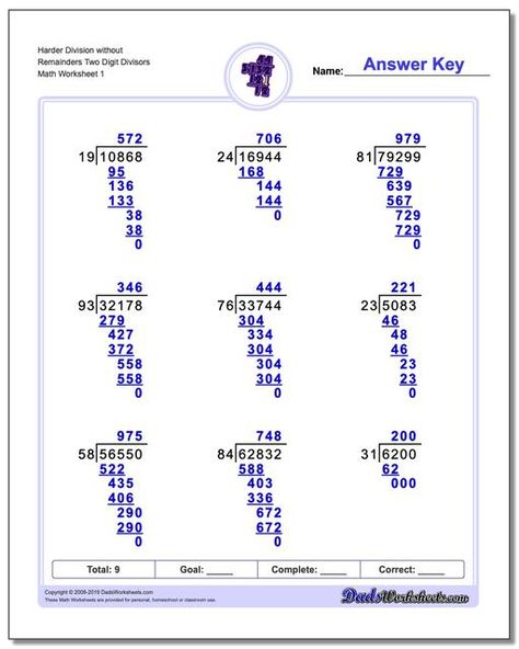 https://www.dadsworksheets.com : Long Division Worksheet Harder without Remainders Two Digit Divisors Division Worksheets Grade 5, Long Division Practice, Grade 5 Math Worksheets, Multiplication And Division Worksheets, Math Division Worksheets, Long Division Worksheets, Division Practice, Free Printable Math Worksheets, Math Sheets