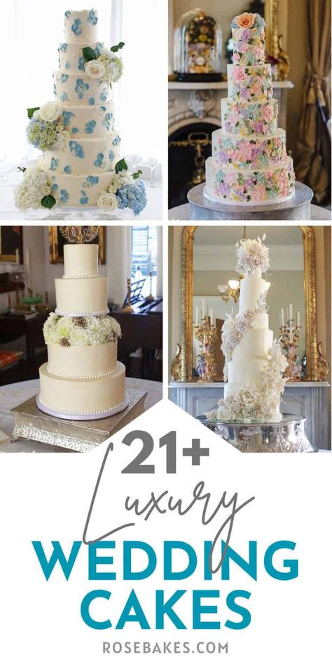 Modern Glam Wedding Cake, Big Fancy Wedding Cakes, Wedding Cake Big Elegant, Luxury Glamorous Wedding Embellishments, Wedding Cake 2024, Luxury Wedding Cake Big White, Earl Grey Cake, Classy Wedding Cakes, 5 Tier Wedding Cakes