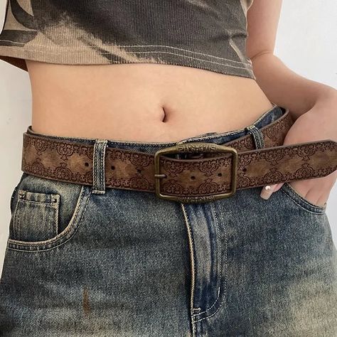 42614129361092 Y2k Belt, Cowgirl Belts, Ikat Pinggang, Vintage Bohemian Style, Luxury Belts, Brown Belt, Spice Girls, Retro Prints, Fashion Pattern