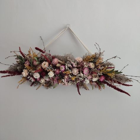 Dried flowers, wall decor, wall hanging, Dry Flower Hanging Decor, Dried Flower Swag, Dried Flower Wall Installation, Dried Floral Wall Hanging, Dried Flower Wall Art, Dried Flower Wall Hanging, Dried Flower Wall, Yellow Mimosa, Florist Business