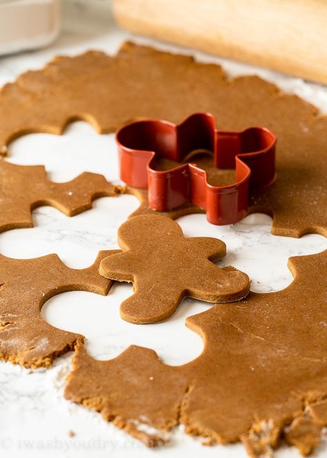 Edible Gingerbread Cookie Dough, Crispy Gingerbread Men Cookies, Roll Out Gingerbread Cookies, Gingerbread Roll Out Cookies, Cut Out Cookie Dough, Gingerbread Cookie Dough Recipe, Holiday Merchandising, December Baking, Easy Gingerbread Cookie Recipe