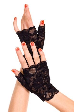 Lace Fingerless Gloves Black $15.95                              … Madonna Material Girl, Lingerie Petite, Black Lace Gloves, Halloween Costume Store, Lace Fingerless Gloves, Lace Costume, Costume Gloves, Short Gloves, Black Lace Shorts