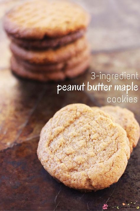 Kids' Kitchen: 3-ingredient peanut butter maple cookies, an easy and delicious cookie kids can make - and a fun twist on traditional peanut butter cookies! Peanut Butter Cookies Maple Syrup, Maple Syrup Activities, Syrup Cookies, Maple Syrup Cookies, Kids Party Food Ideas, 3 Ingredient Peanut Butter Cookies, Study At Home, Maple Cookies, 3 Ingredient Cookies