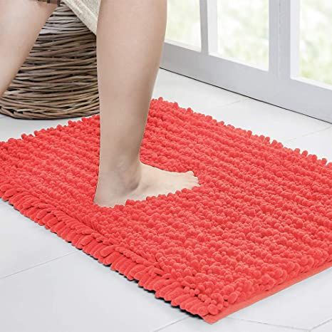 Walensee Large Bathroom Rug Non Slip Bath Mat (59x20 Inch Coral) Water Absorbent Super Soft Shaggy Chenille Machine Washable Dry Extra Thick Perfect Absorbant Best Plush Carpet for Shower Floor Large Bathroom Rugs, Luxury Bath Rugs, Chenille Bath Mat, Rich Decor, Bathroom Rugs Bath Mats, Plush Carpet, Cotton Bath Rug, Bath Mat Rug, Chenille Fabric