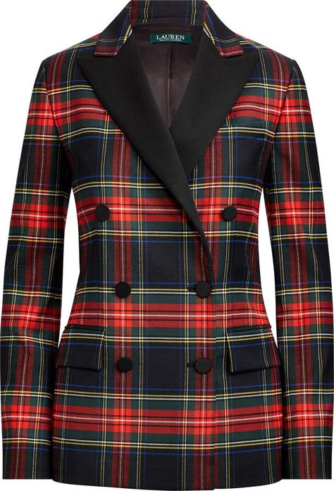 Blazer Skirt Outfit, Menhera Fashion, Plaid Clothes, Ralph Lauren Tartan, Library Christmas, Blazer Details, Tartan Blazer, Polyvore Clothes, Plus Zise