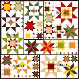 Happy Quilting: Seeing Star Quilt Along - Piecing Top and Grand Prize Linky!!!! Seeing Stars Quilt Pattern, Sampler Quilt Layout Ideas, Star Sampler Quilt, Quilt Along, Puzzle Quilt, Painted Barn Quilts, Stars Quilt, Quilt Square Patterns, Barn Quilt Patterns