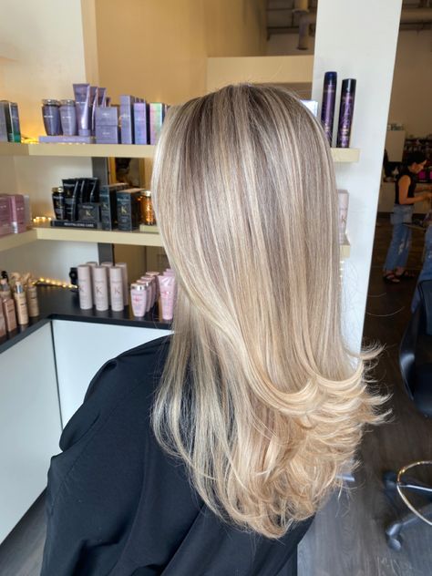 Light Blonde On Dark Hair, Vanilla Highlights On Blonde Hair, Platinum Highlights On Light Brown Hair, Full Head Highlights With Root Smudge, Low Lights On Bright Blonde Hair, High Dimension Blonde, Baby Lights With Money Piece, Minimal Blonde Highlights, 90s Soft Blonde Balayage