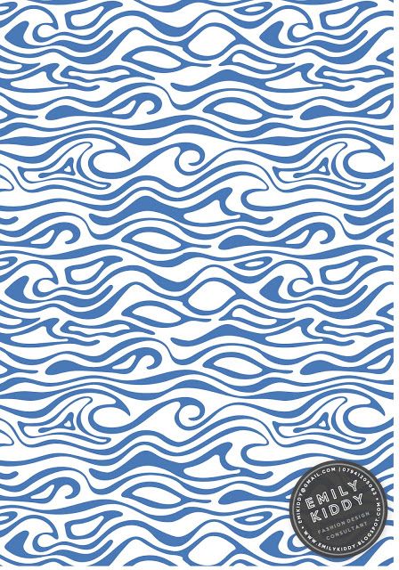 Emily Kiddy: Spring | Summer 2018_Wave Print- For Sale! Summer Prints Pattern, Sea Print Pattern, Ocean Pattern Illustration, Wave Print Pattern, Sea Wave Pattern, Ocean Patterns, Wave Line Pattern, Beach Patterns, Waves Illustration