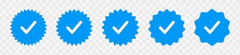 Badge check icon. Verify icon stamp. Blue flat star shape stickers. Verified badge profile set. Social media account verification icons . Isolated check mark. Guaranteed signs. Vector illustration. Verified Badge, Profile Set, Account Verification, Check Mark, Meme Stickers, Free Instagram, Free Vectors, Photo To Video, Star Shape