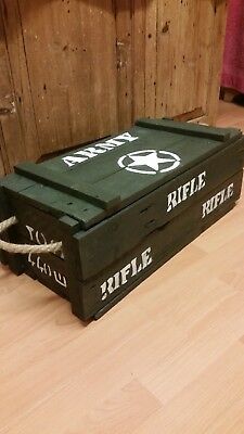 Army Box Ammo Military Wooden Storage Box Tool Box hand made MADE TO ORDER  | eBay Diy Storage Trunk, Army Bedroom, Steel Bed Design, Diy Box Crafts, Military Box, Army Decor, Reclaimed Wood Paneling, Diy Wooden Crate, Wooden Tool Boxes