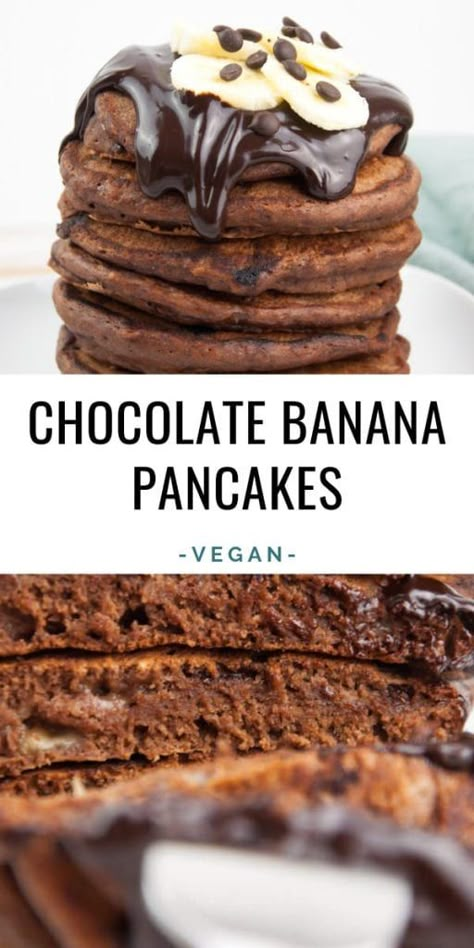 Vegan Banana Pancakes, Healthy Chocolate Banana, Banana Pancakes Recipe, Banana Slices, Chocolate Pancakes, Vegan Breakfasts, Tofu Scramble, Savory Cakes, Vegan Pancakes