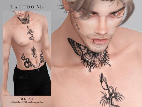 Tattoo is for both sexes from teen to elder. Have Fun! Male Cc Tattoos, Gothic Tattoo Aesthetic, Sims Neck Tattoo, Sims4 Neck Tattoo, Ts4 Neck Tattoo, Sims 4 Cc Face Tattoo Male, Sims Bodies, Sims 4 Cc Tattoos Men, Sims 4 Alpha Male Hair