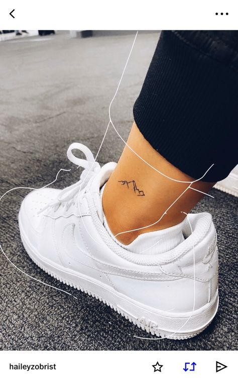 Mountains On Ankle Tattoo, Mountain Tattoo Dainty, Dainty Mountain Tattoo Simple, Mountain Tattoo On Ankle, Simple Colorado Tattoo, Mount Baker Tattoo, Pikes Peak Colorado Tattoo, Simplistic Mountain Tattoo, Canada Tatoos Ideas