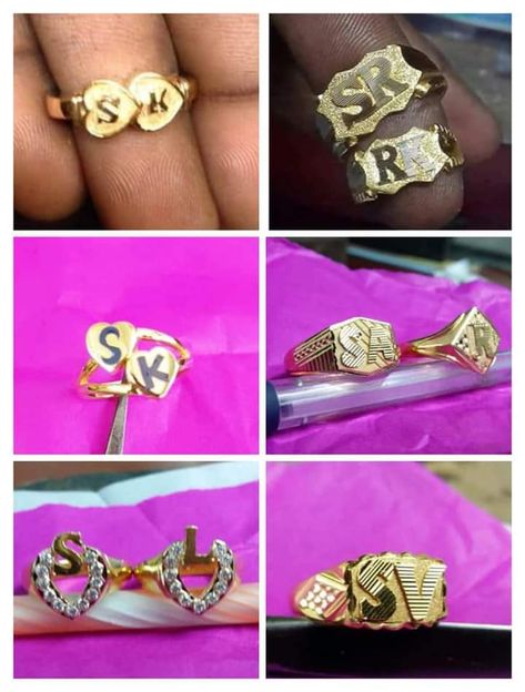 Letter Ring Gold For Women, Gents Gold Ring, Ring New Design, Gents Rings, Latest Gold Ring Designs, Indian Gold Necklace Designs, Letter Rings, Couple Ring Design, Animation Wallpaper