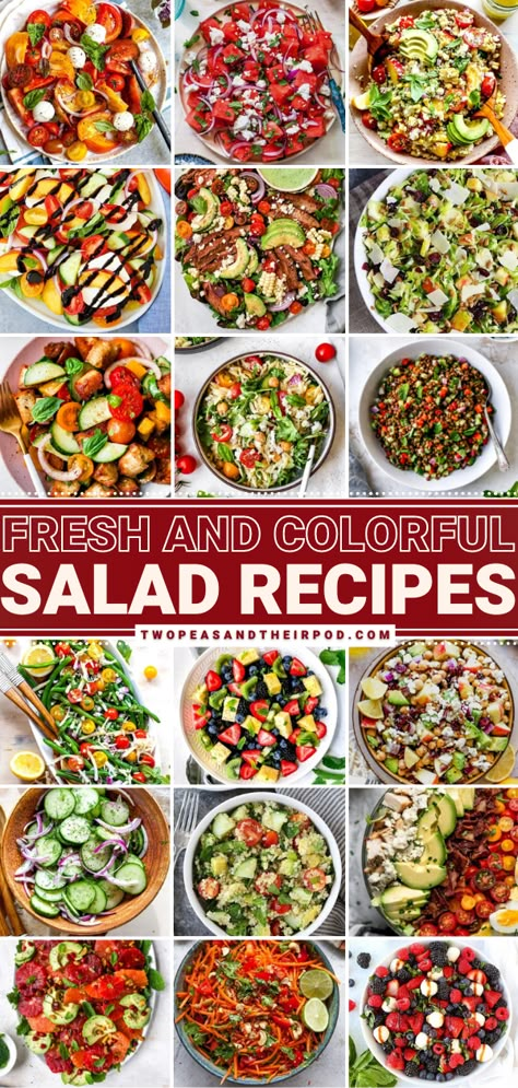 Fresh and Colortful Salad Recipes Colorful Salad Recipes, Unique Salad Recipes, Salad Skewers, Chef Salad Recipes, Colorful Salad, Unique Salad, Bbq Salads, Gourmet Salad, Bbq Side Dishes