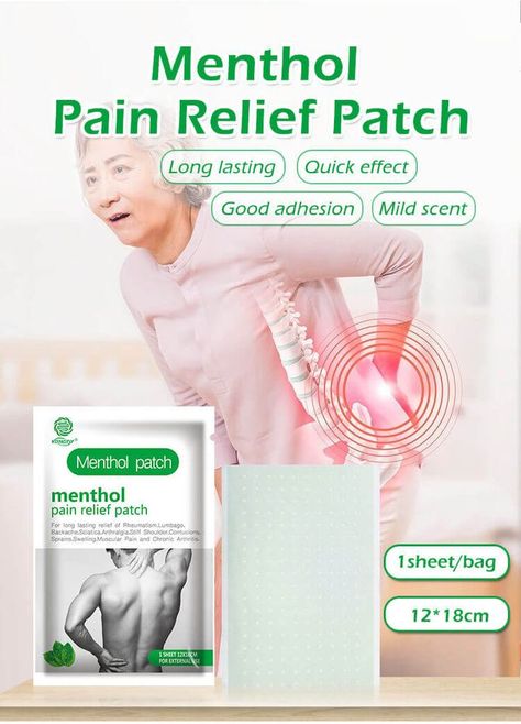 Menthol Pain Relief Patch Medicine Package, Pain Relief Patches, Medicine Packaging, Pain Relief, Packaging Design, Medicine, Long Lasting, Medical, Packaging