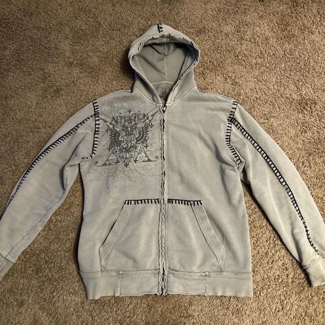 grey affliction zip up
GRAIL 
no flaws
tts
vintage... - Depop Early 2000s Outfits, 2000s Outfits, Early 2000s, Zip Ups, Period, Grey, Quick Saves, Clothes