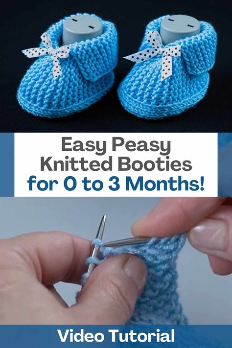 Knitted Baby Hats And Booties, Knit Baby Booties Pattern Free, Knitted Baby Boots, Baby Socks Pattern, Easy Baby Knitting Patterns, Knitted Shoes, Baby Bootees, Baby Booties Free Pattern, Baby Cardigan Knitting Pattern Free