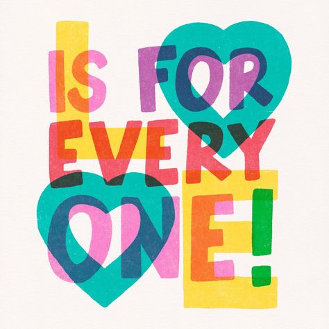 Happy Pride Month! 🩷🌈 Love is for everyone! Riso typography print 💛 . . . #rainbowart #pride🌈 #typography #happyvibes #risographprint #risograph #colorfultype #happypridemonth🌈 #loveisforeveryone #youdeservelove #loveyourself #lgbtqrightsarehumanrights Riso Typography, Risograph Typography, Happy Typography, Happy Pride, Pride Month Art, Riso Printing, Risograph Illustration, Illustrator Typography, Queer Rainbow