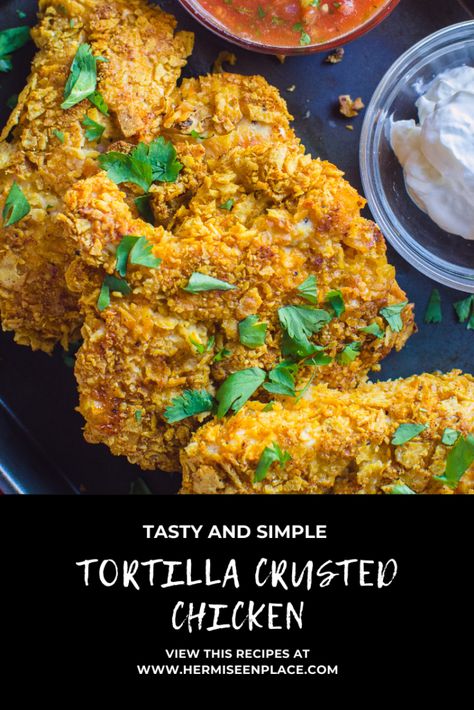 Tortilla Crusted Chicken | Simple and Delicious Tortilla Crusted Chicken, Kitchen Hacks Cooking, Tortilla Bread, Crusted Chicken Breast, Crusted Chicken Recipes, Tortilla Chip Recipe, Crusted Chicken Tenders, How To Make Tortillas, Crusted Chicken