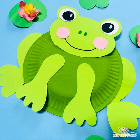 Frog Paper Plate Craft, Toad Craft, Frog Crafts For Kids, Frog Cycle, Frog Activity, Frogs Preschool, Easy Spring Crafts, Jungle Vbs, Frog Template