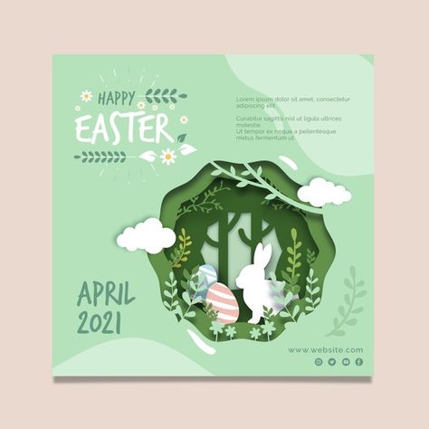 Easter Flyer Design, Easter Campaign, Easter Card Design, Easter Poster Design, Easter Graphic Design, Easter Flyer, Luxury Easter, Easter Flyers, Papercut Design