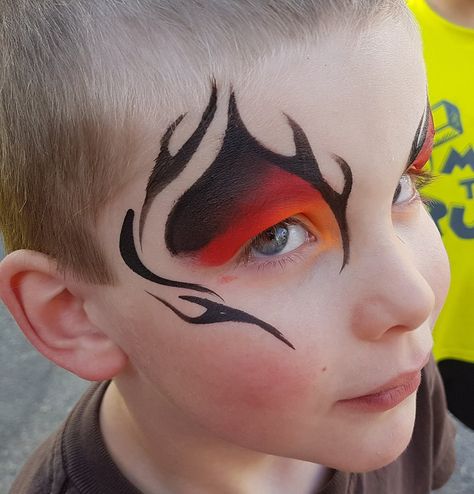 Face Paint For Men, Monster Face Painting, Dragon Face Painting, Eye Face Painting, Fire Makeup, Festival Face Paint, Face Painting For Boys, Face Painting Tutorials, Festival Face