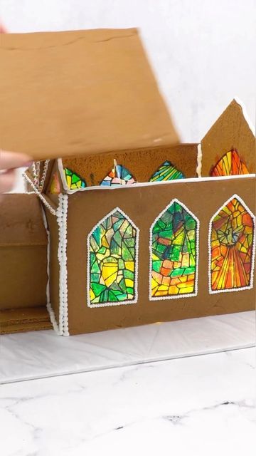 Stained Glass Candy Recipe, Stained Glass Gingerbread, Glass Gingerbread House, Stained Glass Cake, Cobblestone Path, Black Candy, Glass Cakes, Candy Candy, Glass Candy