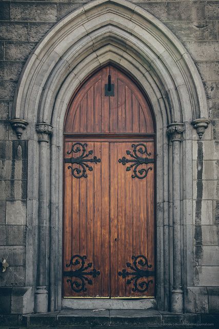 irish doors | Door in Dublin, Ireland... This is my old school door!!! St. Patrick's ... Gothic Door, Victorian Doors, Medieval Door, St Patrick's Cathedral, Castle Doors, Church Aesthetic, Bakery Design Interior, Cathedral Architecture, Cool Doors