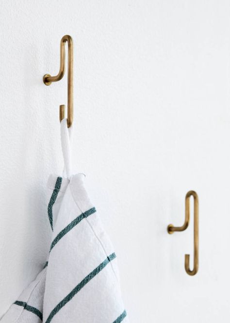 Brass Wall Hook, Robe Hooks, Mitchell Gold, Clothes Hooks, Fritz Hansen, Small Wall, Coat Hooks, Stylish Storage, Danish Design