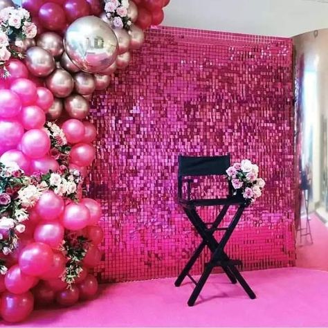 Shimmer Wall Backdrop, Photowall Ideas, Bachelor Party Decorations, Glitter Backdrop, Sequin Wall, Zepeto Background, Sequin Backdrop, Shimmer Wall, Pink Birthday Party