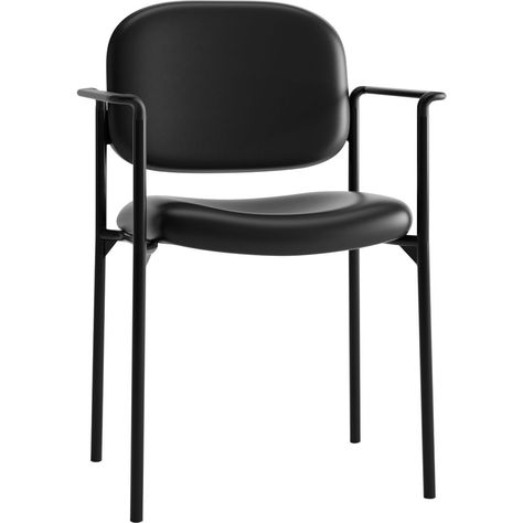 Black Leather Guest Chair | Quill.com Waiting Lounge, Office Reception Chair, Office Guest Chairs, Conference Room Chairs, Waiting Room Chairs, Reception Chair, Guest Chair, Leather Office, Stackable Chairs