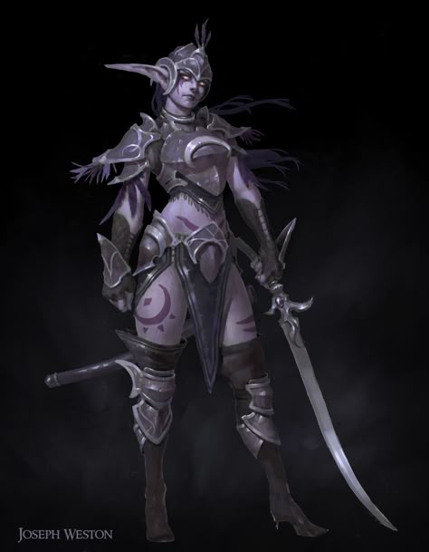 Night Elf Warrior, Wow Night Elf, Elf Armor, Warcraft Characters, Elf Warrior, Elf Characters, Elf Art, Warcraft Art, Night Elf