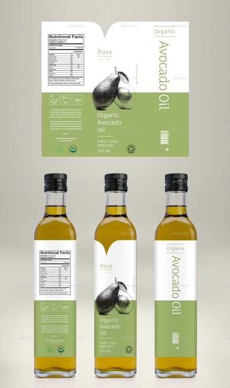 Refined Oil Packaging Design, Oil Packing Design Bottle, Cold Pressed Oil Packaging, Avocado Oil Branding, Avocado Oil Packaging, Packing Label Design, Organic Oil Packaging, Olive Label Design, Coconut Oil Bottle Design